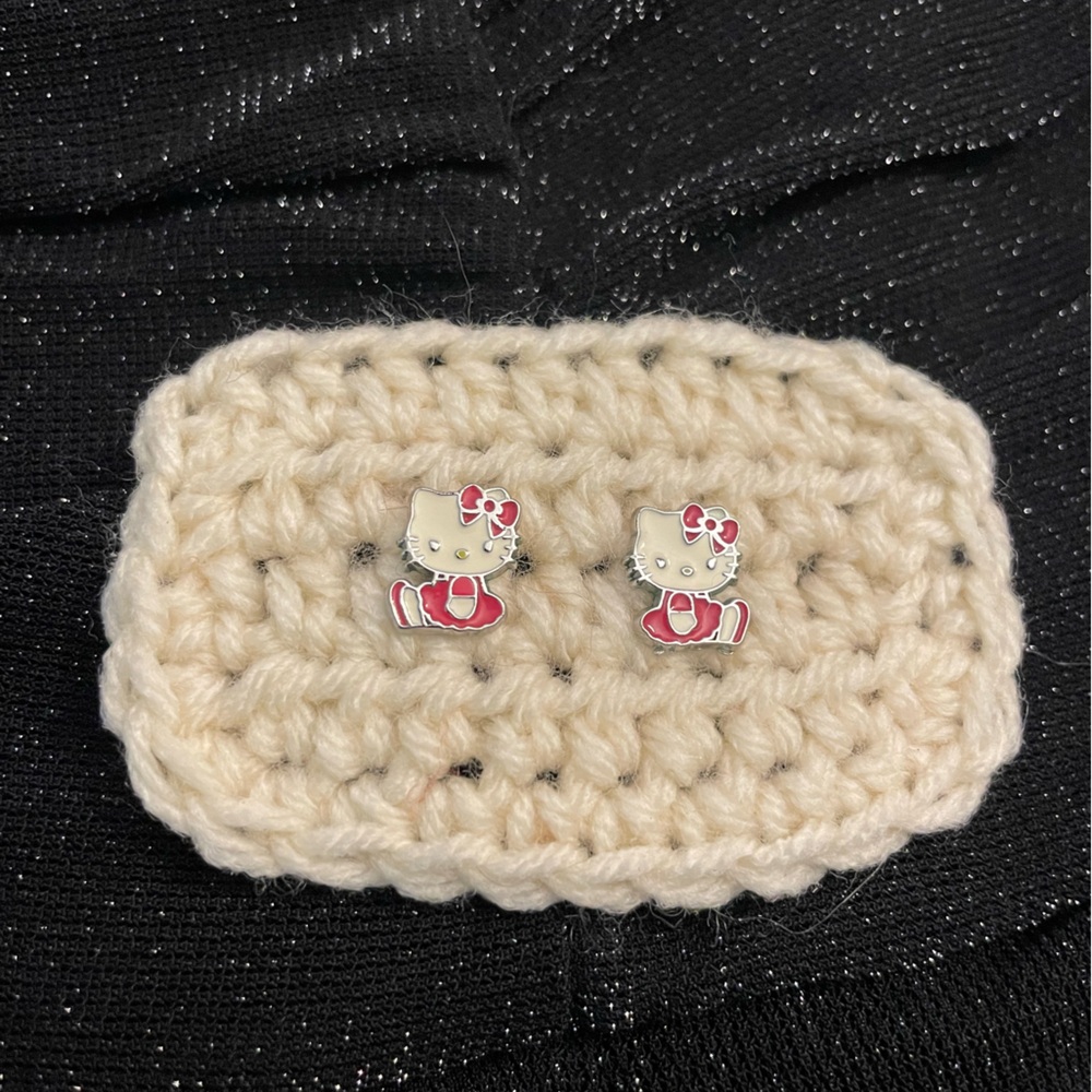 Hello Kitty Pink and Silver Earrings